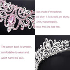 Didder Silver Tiaras and Crowns for Women, Pink Crystal Tiara Crowns For Women Girls Elegant Crown with Combs Princess Crown Tiara Birthday Crowns for Women Bridal Wedding Prom Birthday Party