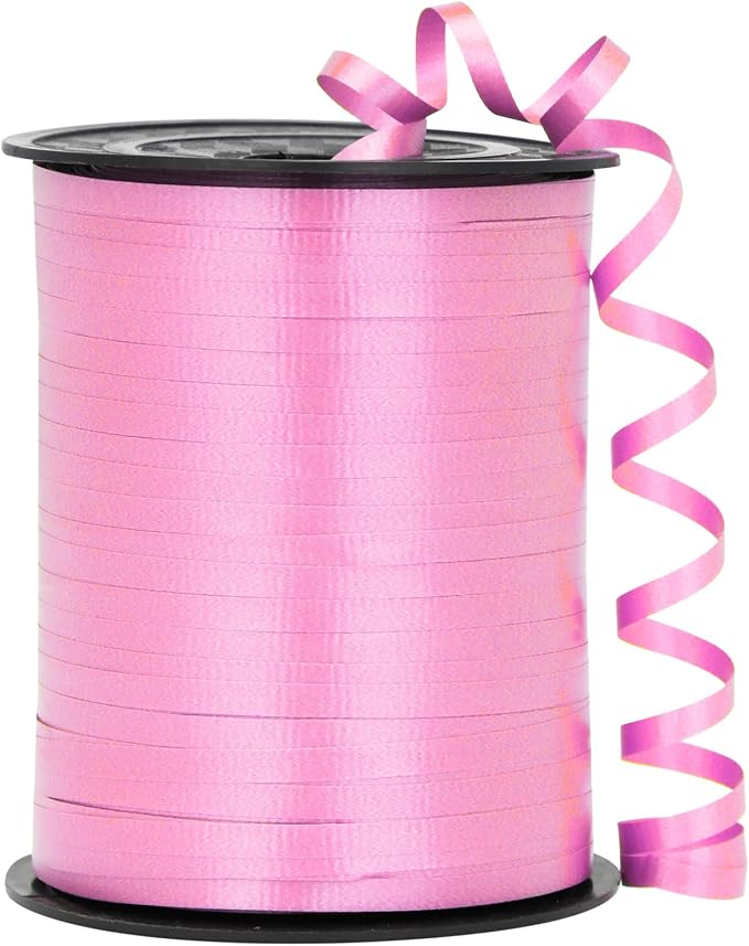 Pink Ribbon, 500 Yard Crimped Pink Curling Ribbon, Curling Ribbon by OMISELIO