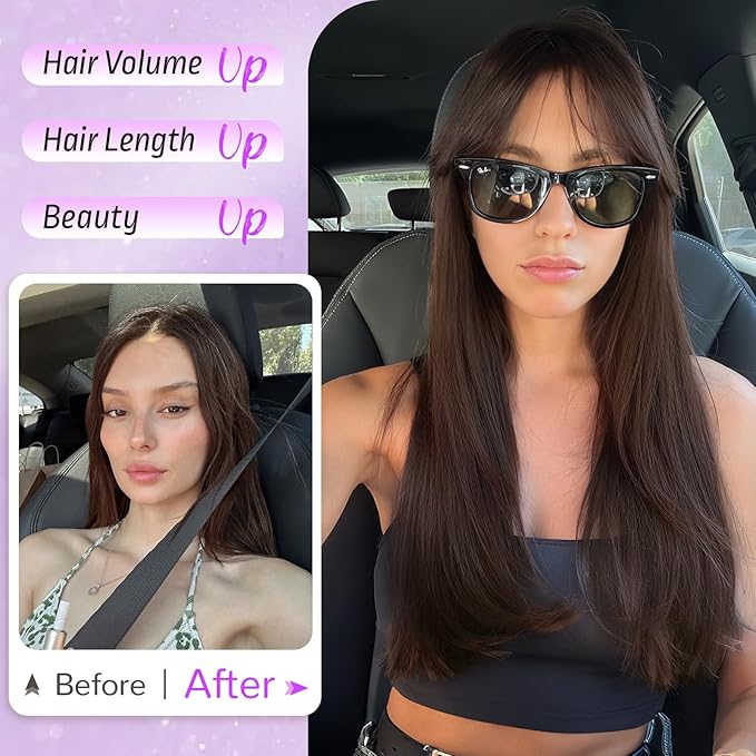 Hair Topper for Women Clip in Bangs – 18 Inch Medium Length Straight 360° Full Coverage Ginger,Synthetic Natural Looking Piece for Thinning Hair