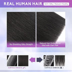 Clip in Hair Extensions Real Human Hair, 26Inch 130g, 1B Natural Black, Invisible Seamless Straight Remy Human Hair Extensions Cip ins for Women 8pcs Per Set with Double Weft
