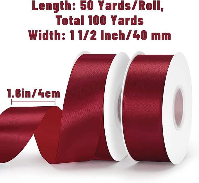 KINGLAKE Burgundy Satin Ribbon - Image 2