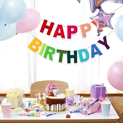Felt Happy Birthday Garland Rainbow Banner Reusable Happy Birthday Sign Party - Image 4