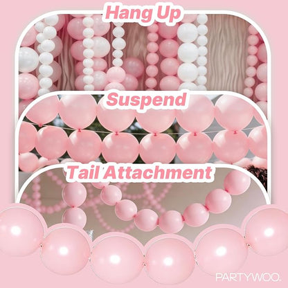 PartyWoo Baby Pink Linking Balloons 100pcs 12 Inch Pink Link Balloons | - Image 6