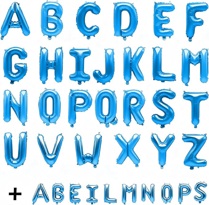 36 Pcs Blue Letter Balloons, Custom A-Z Set - Image 2