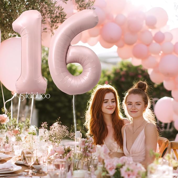 40 Inch Light Pink Number 16 Balloon 0-9 16th Foil Big Giant | Digital - Image 4