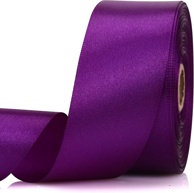 1-1/2 Inch 30 Yards Purple Solid Satin Ribbon by Unknown