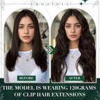 RUNATURE Brown Clip in Hair Extensions, Real Human Hair Clip in Extensions 20 Inch, Long Hair Extensions Clip Ins, Double Weft Remy Natural Hair, Add Hair Length, 50g 3pcs #2 Dark Brown