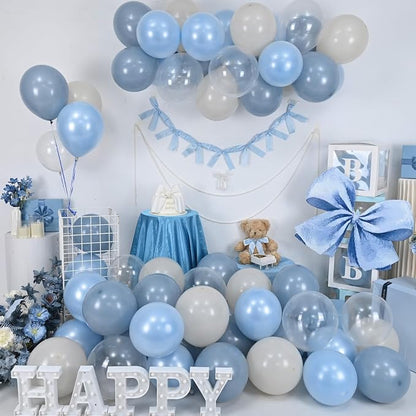 Dusty Blue Balloons, 12 inch Double Stuffed Dusty Pearl Light Blue Sand White - Image 7
