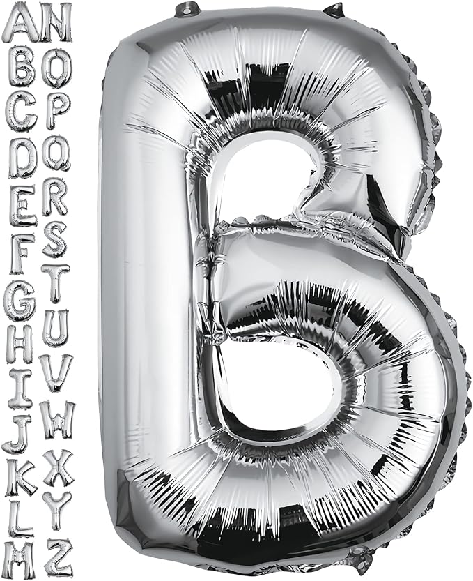 40 inch Silver Letter B Balloon, Big Size Alphabet Foil Mylar Helium Balloons by VHUWE