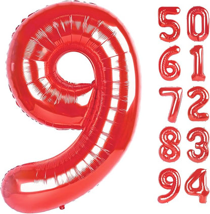 Red 9 Balloon - Number Balloon 40 Inch, 9th Red Birthday Decorations | Large by IWERP