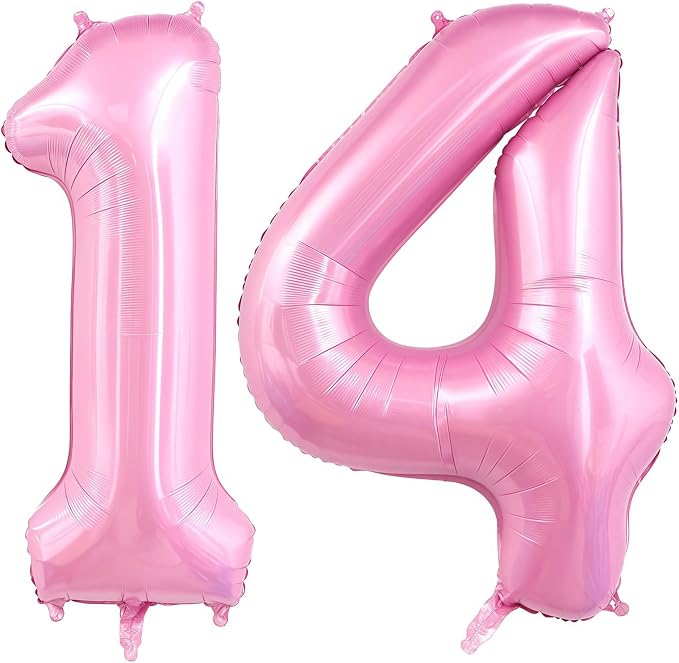 Pastel Pink 14 Balloon Number, 40 Inch Light Pink 14 Balloons Large Helium Foil by BBPOOL