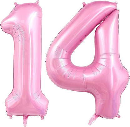 Pastel Pink 14 Balloon Number, 40 Inch Light Pink 14 Balloons Large Helium Foil by BBPOOL