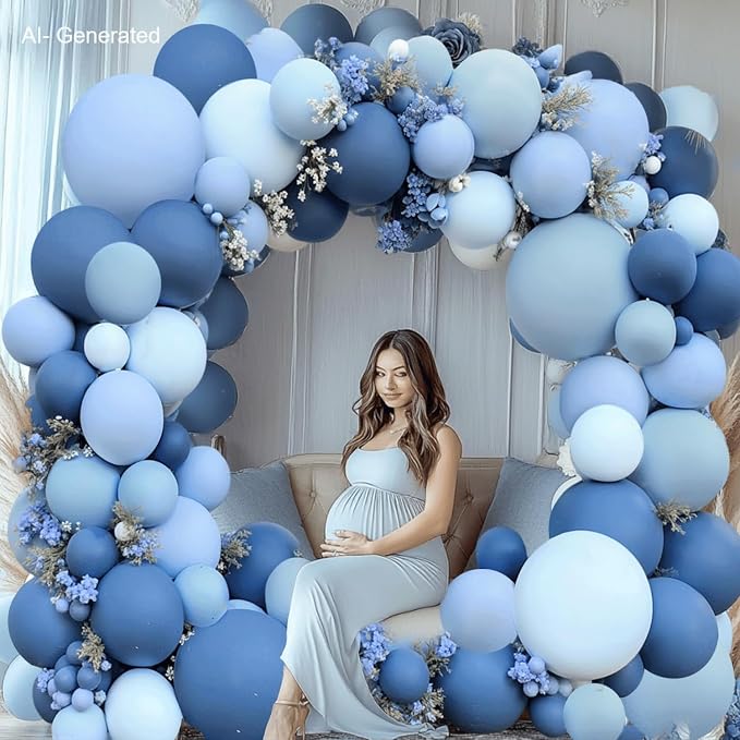 Dusty Blue Balloons Arch Kit, Double Stuffed, Party Decor | Dark Denim Blue - Image 7