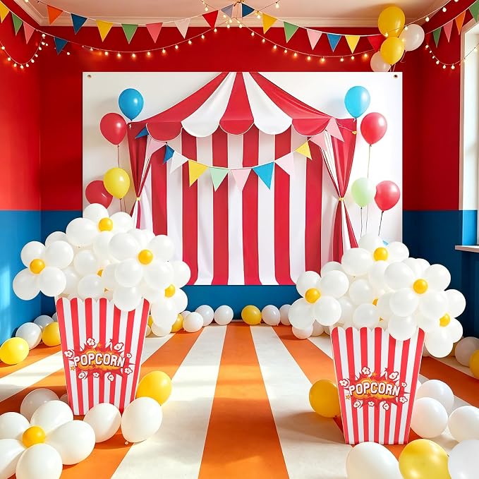 103 Pcs Carnival Circus Party Decorations Set Includes Red White Circus - Image 7