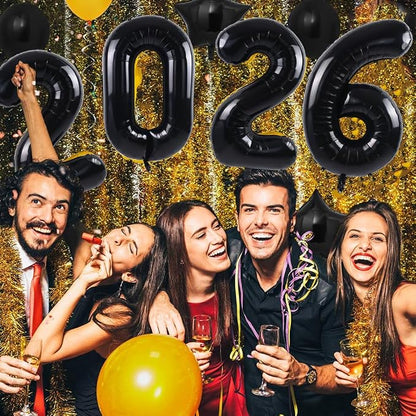 TONIFUL 2026 Graduation Balloons 42Inch Black 2026 Number Balloons Aluminum - Image 5