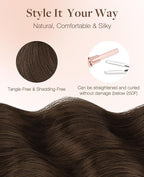 GOO GOO Invisi Edge Tape in Hair Extensions Human Hair, 4A Chocolate Brown 20pcs 20inch 50g, Virgin Remy Hair, Seamless Injected Tape, Natural Look