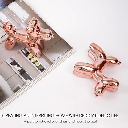 Notakia Cute Ceramics Pink Balloon Dog Statue Crafts Living Room Desktop - Image 7