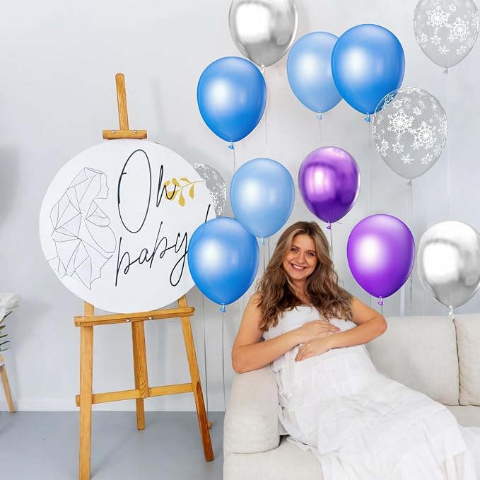 68Pcs Purple and Blue Party Balloons Kit 12 Inch Pearl Light Blue Metallic - Image 4