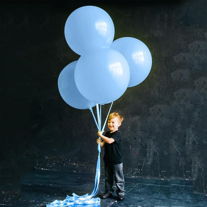 Pastel Blue Latex Party Balloons 10 Pack 36 inch Round Light Blue Balloons - Image 6