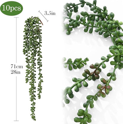 10 Pcs Artificial Succulents Hanging Plants, Fake String of Pearls Greenery - Image 3