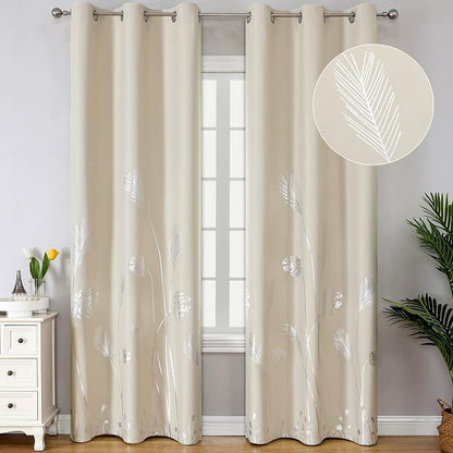 Room Darkening Cream Beige Curtains 84 Inches Long, Thermal Insulated Grommet by ESTELARTEXTILER
