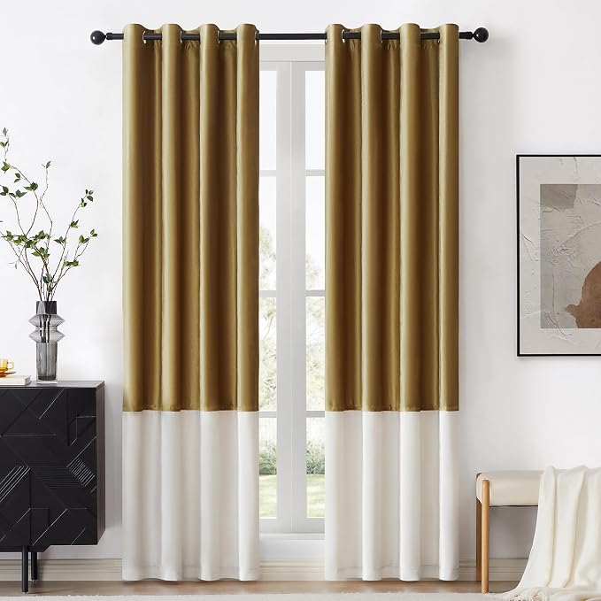 BULBUL Luxury Ivory Gold Curtains 90 inches by ModernShinyVelvetCurtains
