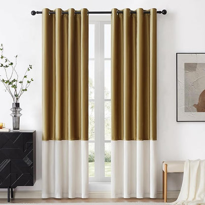 BULBUL Luxury Ivory Gold Curtains 84 inches by ModernShinyVelvetCurtains