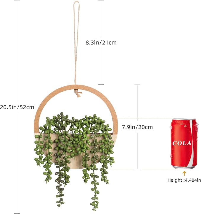 2pcs Artificial Succulents Hanging Plants 12.2'' Fake String of Pearls in Pot - Image 2