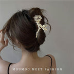 Rose Metal Flower Hair Clips, 1Pcs 4.52Inch Elegant Non-Slip Hair Accessory for Thin Thick Hair for Women & Girls (Gold Rose)