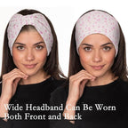 Cobahom 6Pcs Wide Headbands for Women Non Slip Soft Fabric Hair Wrap Boho Head Bands Elastic Sport Hair Bands for Workout Yoga Running (Sweet Flower)