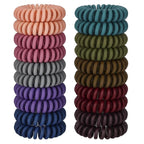 JessLab Spiral Hair Ties, 20 Pcs Traceless Phone Cord Hair Ties No Crease Spiral Bracelet Plastic Coil Ponytail Holders No-Damage Headband Hair Accessory for Girls Women Ladies (Dark Colored Matte)