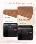 GOO GOO Invisi Edge Tape in Hair Extensions Human Hair, 330 Cinnamon Terra Copper 10pcs injected with 10pcs classical tape ins, 14inch 50g, Virgin Remy Hair, Natural Look