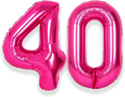 SUWEN 40 Inch Large Hot Pink 40 Balloon Numbers Big Foil Helium Number Balloons by SUWEN