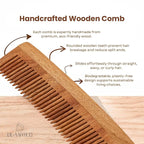 Neem wooden comb for women hair growth | Kacchi herb treated neem wood comb Wet or Dry Curly, Thin, Thick, Wavy, or Straight Hair - Natural Wood Comb for Women & Men (Wide Tooth)