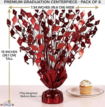PMU 6 Pcs Red Graduation Balloon Weights, Graduation Centerpieces - Image 2