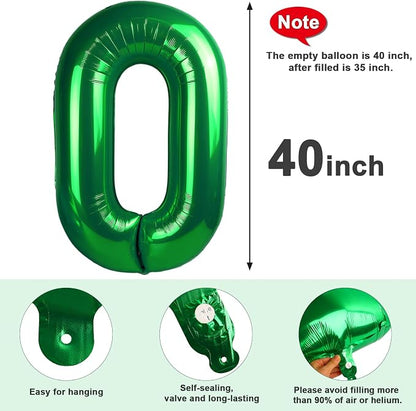 Number 0 Balloons Birthday Decorations, 40In Green Balloons - Image 6