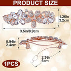 Joez Wonderful Rhinestone Hair Clip Sparkly Crystal Barrettes French Wedding Prom Engagement Pageant First Communion Hair Decorative Accessories for Women Bride Thick Long Hair (Flower White, 1 Pcs)