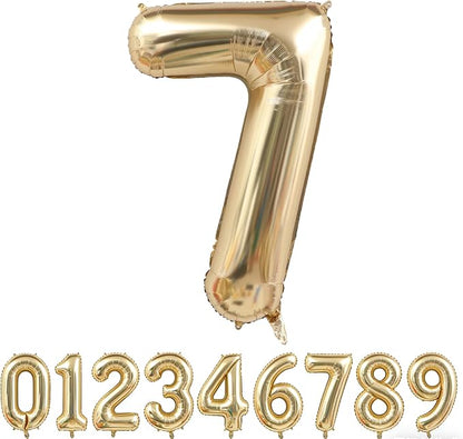Light Gold Number 7 Foil Balloon 40IN Champagne Gold 7 Mylar Helium Balloon | by ANGEL+Q+HOUSE