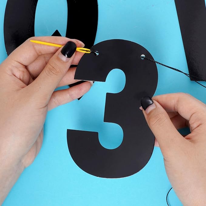 DIY Banner Kit with Letters Bright Black Customizable Birthday Banners - Image 5