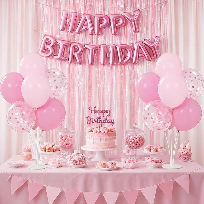 4Set Pink Birthday Party Decorations, Light Pink Balloon Stands - Image 6