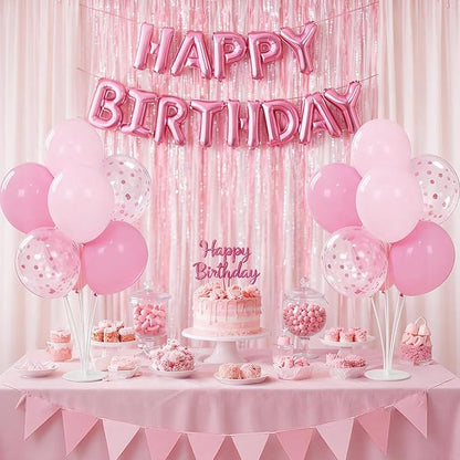 4Set Pink Birthday Party Decorations, Light Pink Balloon Stands - Image 6