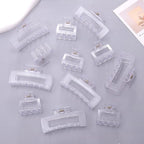 12 Pack Clear Square Claw Clips, Big and Small Neutral Rectangle Hair Claw Clips, Non-slip Matte Large Hair Clips for Women,Strong Hold jaw clip for Thick Thin Hair