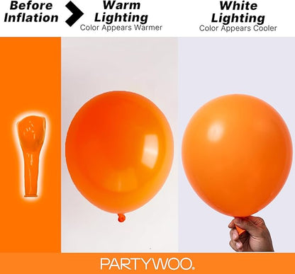 PartyWoo Orange Balloons 100pcs Fall Latex Helium Balloons Different Sizes | 18 - Image 3