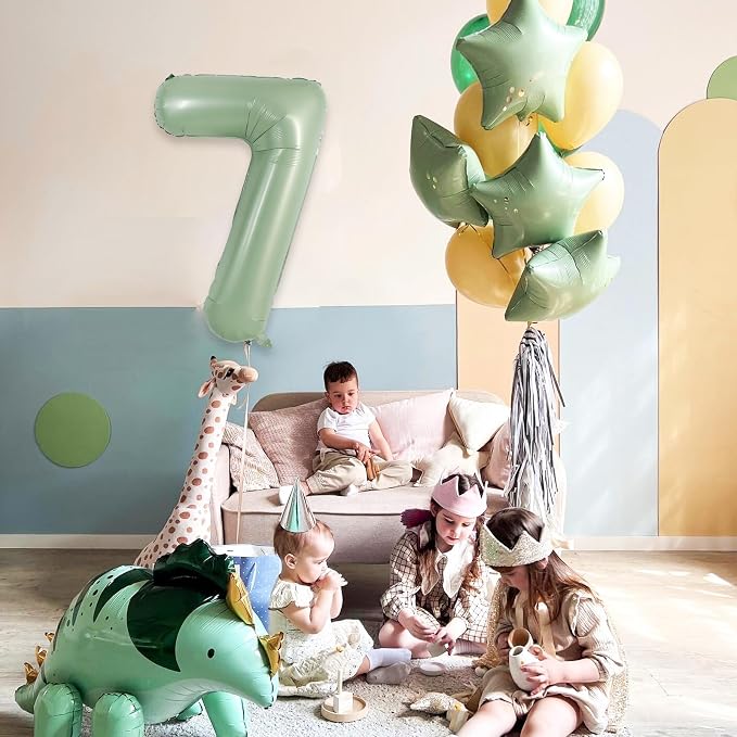 TONIFUL 40 Inch Sage Green Large Number 7 Balloon - Image 4