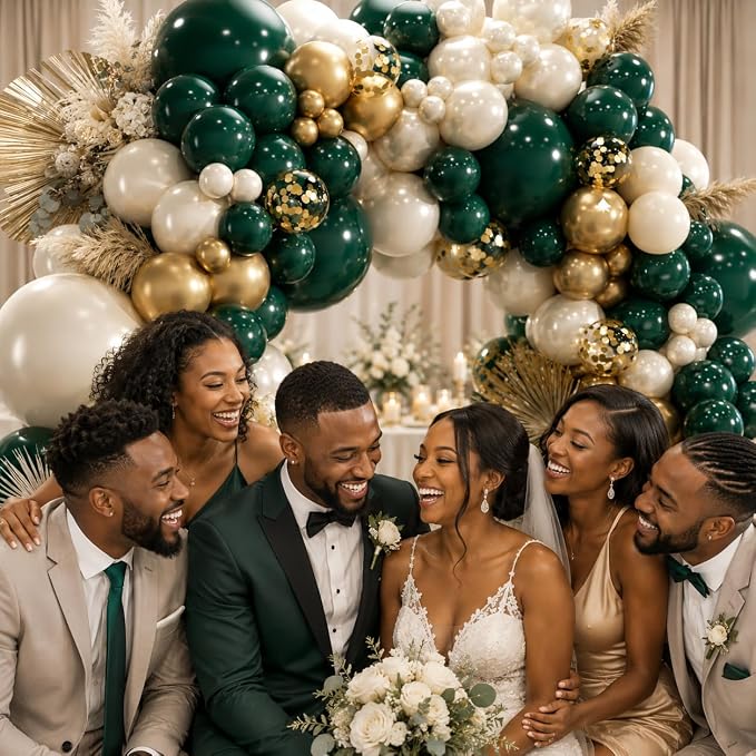 154Pcs Emerald Green and Gold Balloons Garland Arch Kit - Image 5