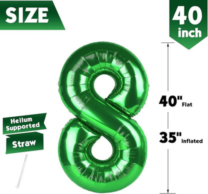 40 Inch Green Number 8 Balloon Birthday Party Decorations - Image 5