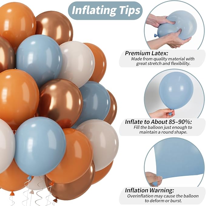 Orange and Blue Balloons, Retro Burnt Orange terracotta Dusty Blue White - Image 6