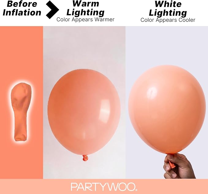 PartyWoo Peach Balloons 140pcs Light Orange Pink Color 18 12 10 5 Inch | 18 12 - Image 3