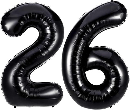 Black 26 Number Balloons, 40 Inch Giant Number 26 Balloons Foil Mylar Helium by Lovoir