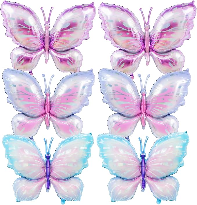 6 Pieces 39 Inches Butterfly Balloons by Broeify